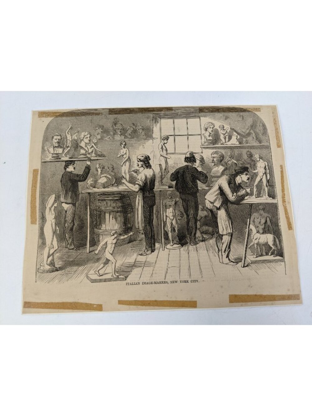 1853 Gleasons Pictorial Engraving Italian Image Makers New York City Antique